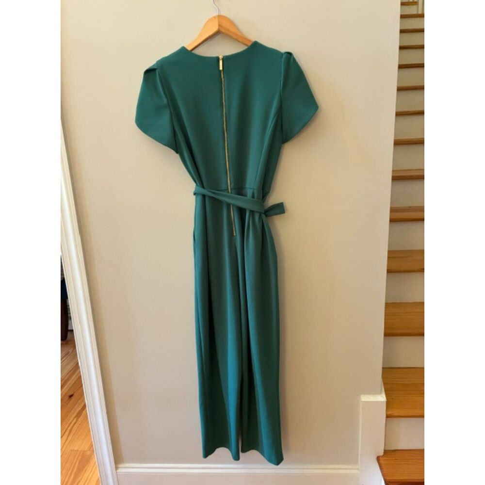 Calvin Klein Jumpsuit | Women's Size 12 | Emerald | Tie Waist | Wide Leg | EUC - Picture 2 of 4